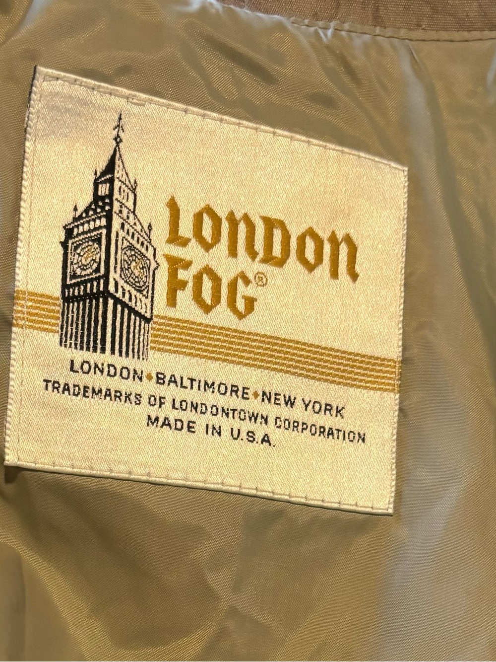 London Fog Taupe Floral Jacquard Trench Coat - Picture 2 of 6